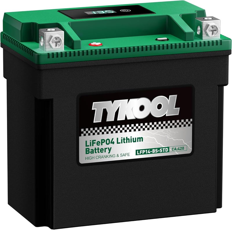 TYKOOL YTX14-BS-STD 400 CCA,Lithium LiFePO4 12v Motorcycle Battery,ATV Battery,2X Cranking Amps,Digital Readout for SOC,Comptitable for ATV, Honda UTV,Yamaha Snowmobile - Image 2